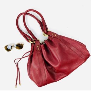 Donald J Pliner Leather Hobo Bag Red